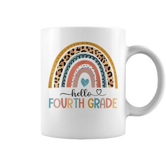 Hello 4Th Grade Teacher Rainbow Leopard Back To School Funny Coffee Mug - Thegiftio UK