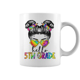 Hello 5Th Fifth Grade Messy Bun Back To School Tie Dye Girl Coffee Mug - Thegiftio UK
