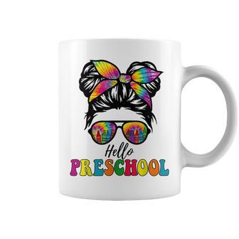 Hello Preschool Tie Dye Messy Bun Girl Back To School Kids Coffee Mug - Thegiftio UK