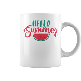 Hello Summer Watermelon Slice Fruit Lover Kids Boys Girls Coffee Mug - Seseable