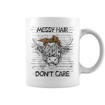 Highland Cow Leopard Bandana Messy Hair Dont Care Western Coffee Mug - Thegiftio UK
