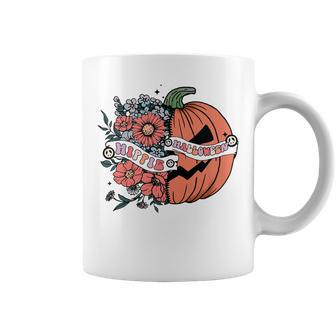 Hippie Halloween Sweet Sorta Spooky Pumpkin Flower For Women Coffee Mug - Seseable