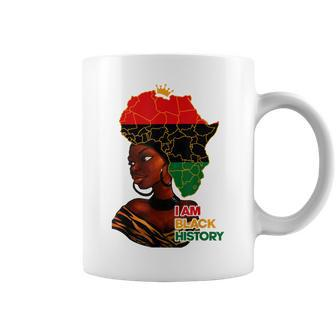 I Am Black History Melanin Pride Africa Map Hair Black Queen V2 Coffee Mug - Seseable