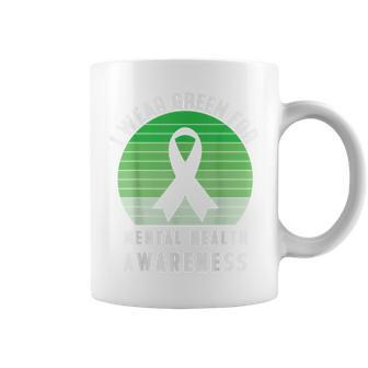 I Wear Green For Mental Health Awareness Month Ribbon Coffee Mug - Thegiftio UK