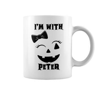 Im With Peter Funny Couples Halloween Winking Girl Pumpkin Coffee Mug - Thegiftio UK