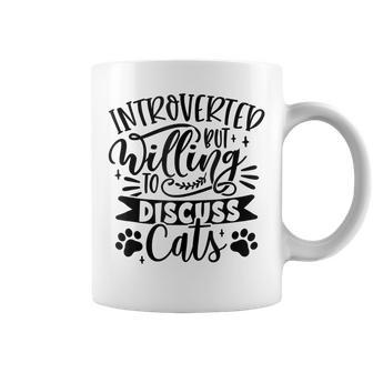 Introverted But Willing To Discuss Cats Cat Mom Lover Owner Coffee Mug - Thegiftio UK