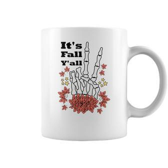 Its Fall Yall Autumn Skeleten Hand Coffee Mug - Seseable