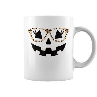 Jack O Lantern Pumpkin Halloween Costume Leopard Glasses Coffee Mug - Seseable
