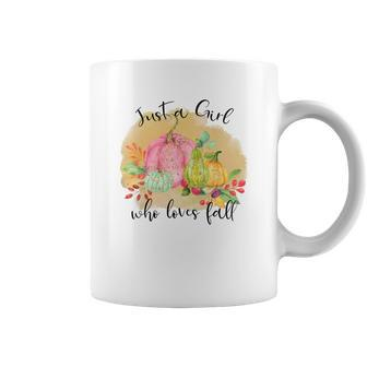 Just A Girl Who Loves Fall Colorful Gift Coffee Mug - Seseable