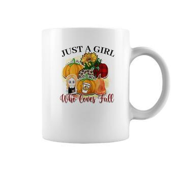 Just A Girl Who Loves Fall Pumpkin Flowers Coffee Mug - Seseable