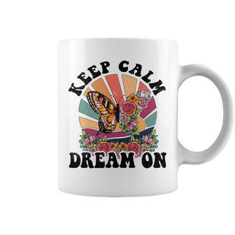 Keep Calm Dream On Vintage Boho Design V2 Coffee Mug - Seseable