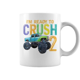 Kids 2 Years Old 2Nd Birthday Monster Truck I Am Ready To Crush 2 Coffee Mug - Seseable