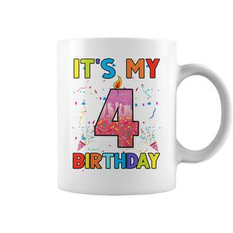 Kids 4 Years Old Gifts Its My 4Th Birthday Doughnut Girl Kids Coffee Mug - Thegiftio UK