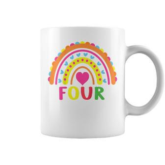 Kids 4 Years Old Rainbow 4Th Birthday Four Bday Girls Boys Kids Coffee Mug - Thegiftio UK