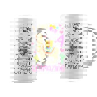 Kids 4Th Birthday I Am 4 Years Old And Llamazing Llama Girl Ns V2 Coffee Mug - Thegiftio
