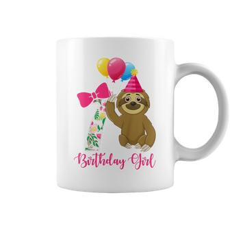 Kids 7 Year Old Cool Cute Sloth Balloons 7Th Birthday Girls Party Coffee Mug - Thegiftio UK