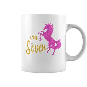 Kids 7 Year Old Gifts Im Seven 7Th Birthday Girl Unicorn Coffee Mug - Thegiftio UK