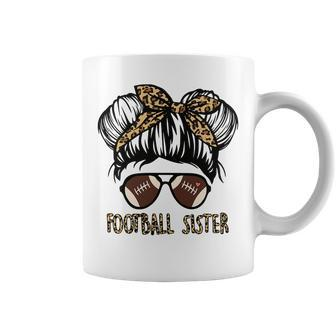 Kids Football Sister Cute Messy Bun Little Sister Game Day Season Coffee Mug - Thegiftio UK
