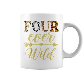 Kids Four Ever Wild Birthday Outfit Boy Zoo Themed 4Th Birthday Coffee Mug - Thegiftio UK