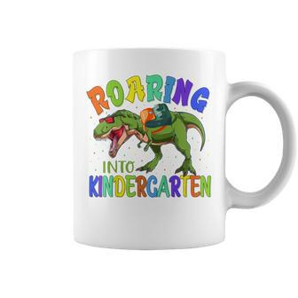 Kids Kids Roaring Into Kindergarten Funny First Day Of School Coffee Mug - Seseable