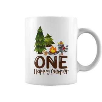Kids One Happy A Camper Birthday Camping Lover 1St Birthday Coffee Mug - Seseable