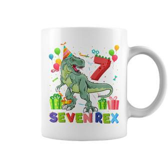 Kids Seven Rex 7Th Birthday Boy Seventh Dinosaur T Rex 7 Year Old Coffee Mug - Thegiftio UK