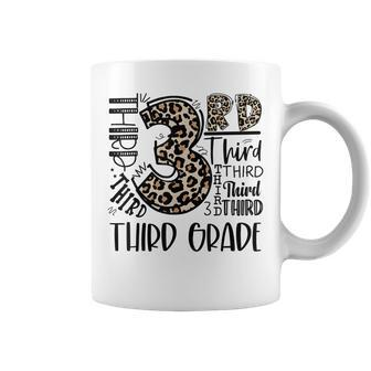 Kids Teacher Back To School Third Grade Leopard Typography Coffee Mug - Thegiftio UK