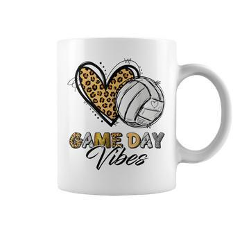 Leopard Heart Volleyball Game Day Vibes Volleyball Lover Coffee Mug - Thegiftio UK