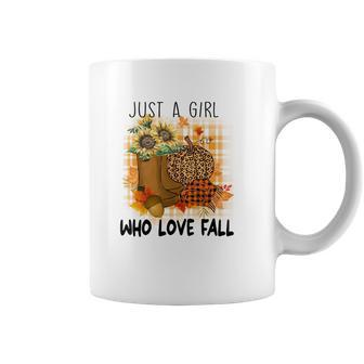 Leopard Plaid Autumn Just A Girl Who Loves Fall Coffee Mug - Seseable
