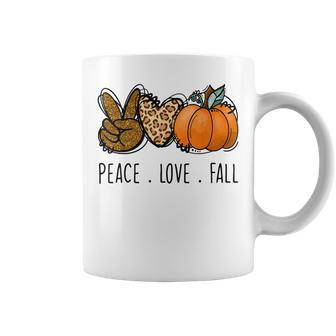 Leopard Pumpkin Peace Love Fall Coffee Mug - Seseable