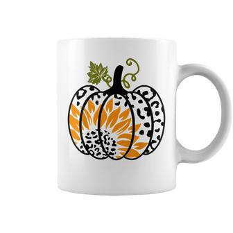 Leopard Pumpkin Sunflower Fall Autumn Halloween Thanksgiving  V4 Coffee Mug