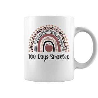 Leopard Rainbow 100Th Day Of School Teacher 100 Days Smarter Coffee Mug - Thegiftio UK