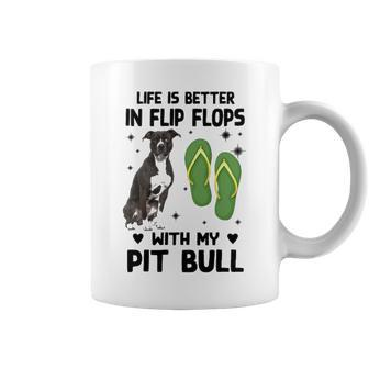 Life Is Better In Flip Flops With My Pitbull Dog Lovers Coffee Mug - Thegiftio UK