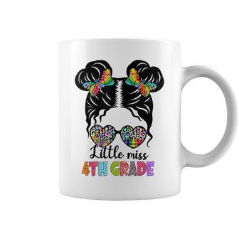 Little Miss 4Th Grade Messy Bun Leopard Back To School Coffee Mug - Seseable