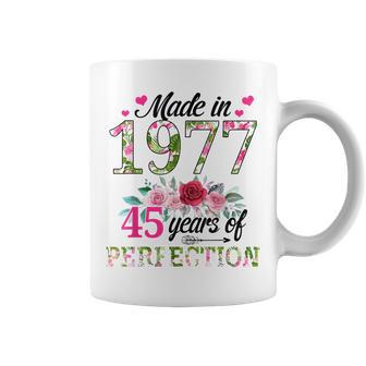 Made In 1977 Floral 45 Year Old 45Th Birthday Gifts Women Coffee Mug - Seseable