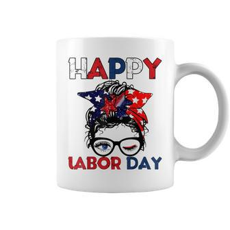 Messy Bun American Flag Labor Day Men Woman Usa Vintage Coffee Mug - Thegiftio UK