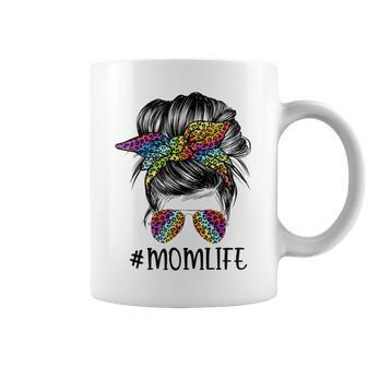 Messy Bun Mom Life Tie Dye Leopard Mothers Day Women Mama Coffee Mug - Thegiftio UK