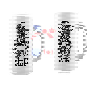 Messy Bun Useh American Canadian Canada Day Mom Coffee Mug - Seseable