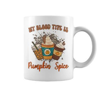My Blood Type Is Pumpkin Spice Halloween Thanksgiving Coffee Mug - Thegiftio UK