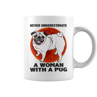 Never Underestimate A Woman With A Pug Coffee Mug - Thegiftio UK