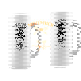 November Girl Fall Messy Bun Thanksgiving Coffee Mug - Seseable