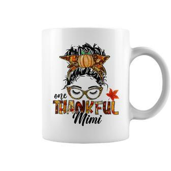 One Thankful Mimi Messy Bun Fall Autumn Thanksgiving  Coffee Mug
