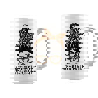 Pe Teacher Leopard Messy Bun Women Back To School Coffee Mug - Thegiftio UK