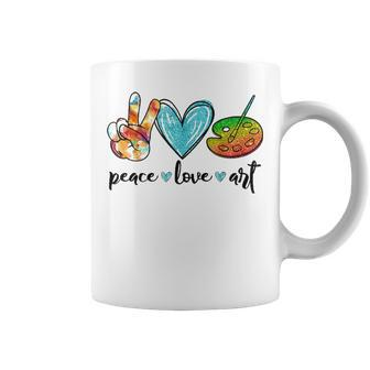 Peace Love Art Painting Palette Funny Art Teacher Gifts Coffee Mug - Thegiftio UK