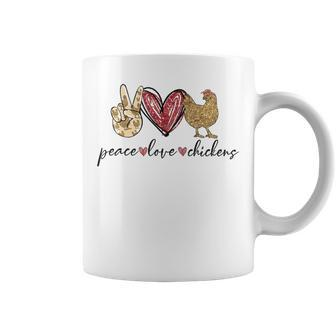 Peace Love Chicken Gold Glitter For Chicken Lover Farmer Graphic Design Printed Casual Daily Basic Coffee Mug - Thegiftio UK