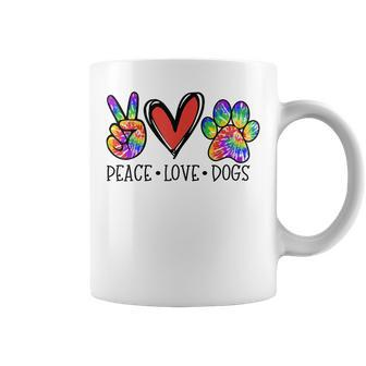 Peace Love Dogs Paws Tie Dye Rainbow Animal Rescue Womens Coffee Mug - Thegiftio UK