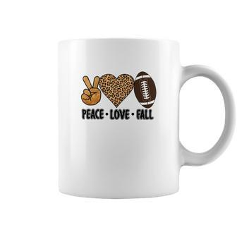 Peace Love Fall Football Leopard Heart Coffee Mug - Seseable