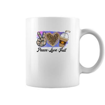 Peace Love Fall Latte Leopard Heart Coffee Mug - Seseable