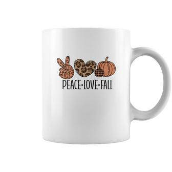 Peace Love Fall Leopard Heart Pumpkin Coffee Mug - Seseable