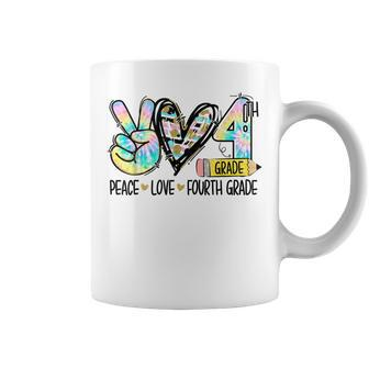 Peace Love Fourth Grade Funny Tie Dye Student Teacher V2 Coffee Mug - Thegiftio UK